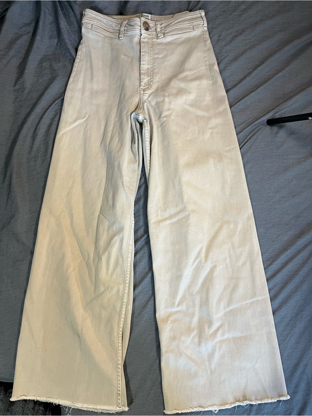 Maeve Colette Wide-Leg Cream 30 Tall full length khaki cream denim